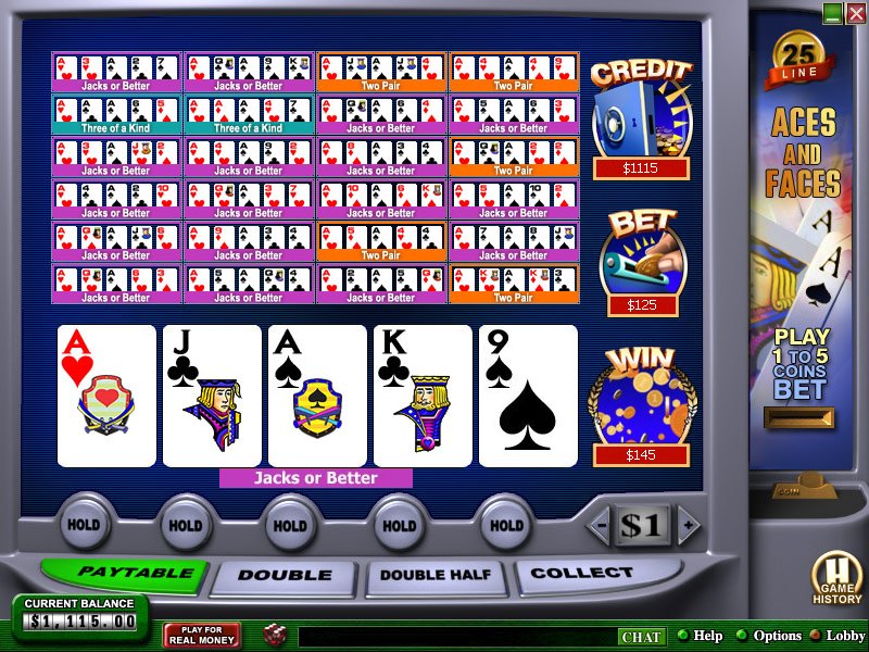 25 Line Aces and Faces Video Poker